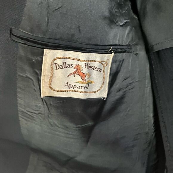 Vintage Dallas Western Apparel Men's 46R Navy Blue Trilobal Wool Blend Jacket Bl - Picture 6 of 6